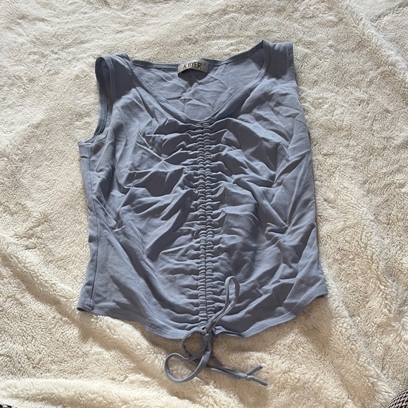 A.Byer Ruched Tie-Front Tank – Size XS | Casual Flirt | Soft Blue | - Picture 1 of 5